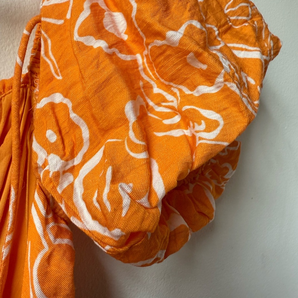 Astr Orange Floral Puff-Sleeve Mini Dress - Picture 3 of 5